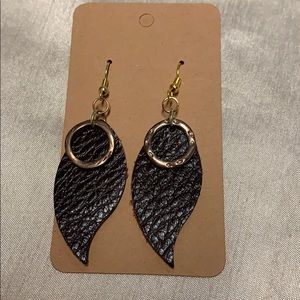 Genuine leather handmade earrings with jewels